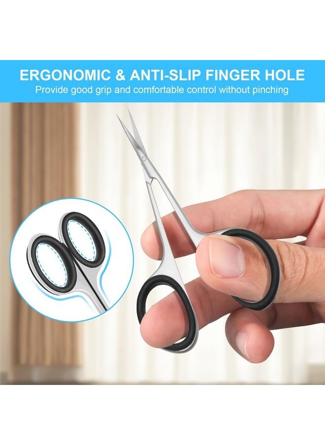 Cuticle Scissors, Professional 6-Blade Manicure Scissors, Stainless Steel Eyebrow Scissor, Cuticle Scissors Extra Fine Curved For Manicure, Eyelashes, Eyebrow, Toenail For Women And Men