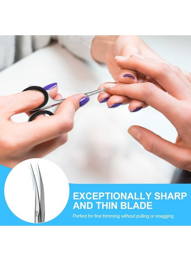 Cuticle Scissors, Professional 6-Blade Manicure Scissors, Stainless Steel Eyebrow Scissor, Cuticle Scissors Extra Fine Curved For Manicure, Eyelashes, Eyebrow, Toenail For Women And Men