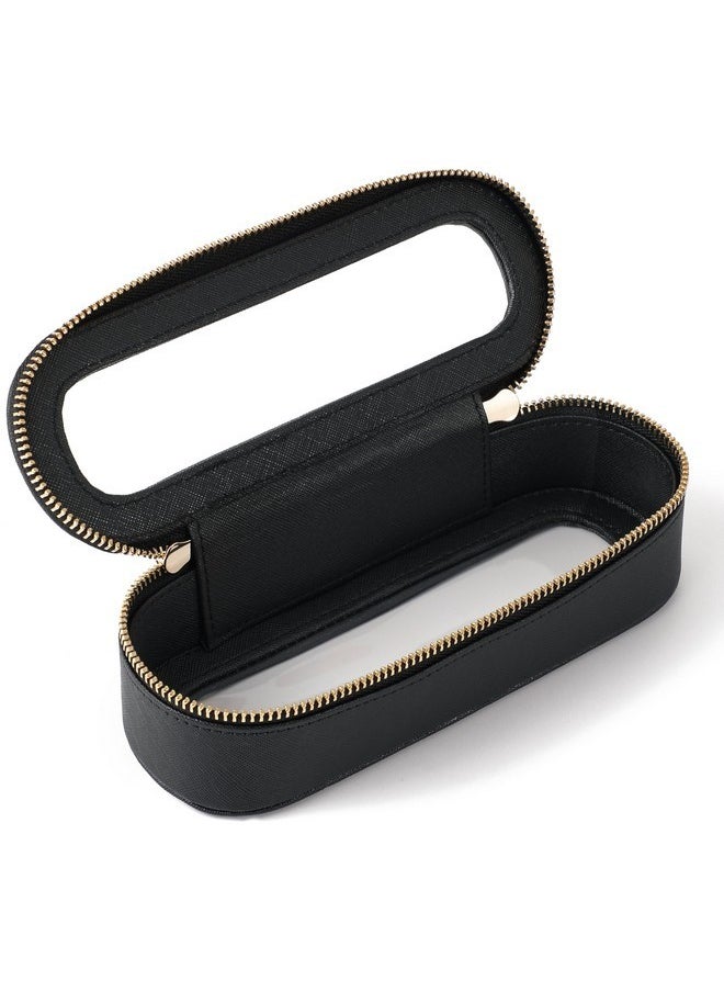 Slim Clear Makeup Brush Bag, Small Cosmetic Brush Holder, Mini Toiletry Bag Travel Case For Women, Thin Make Up Bags With Dual Zipper, Cute Travel Essentials Bag Organize - Black