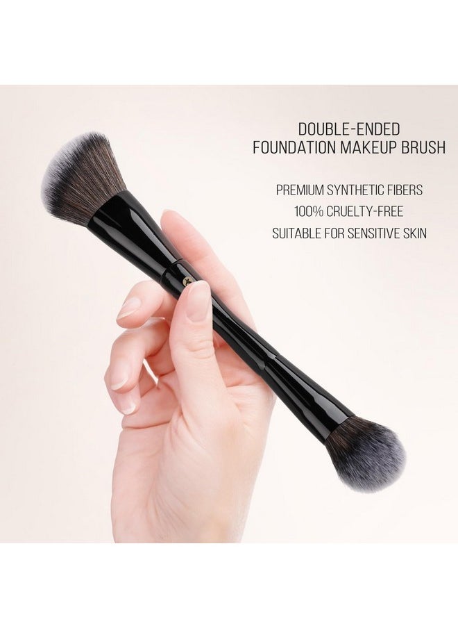 Foundation Makeup Brush, Double-Ended Angled/Round Top Contour Makeup Brush For Beauty Blending Liquid Powder, Concealer Cream Cosmetics Blush Brush (Black)