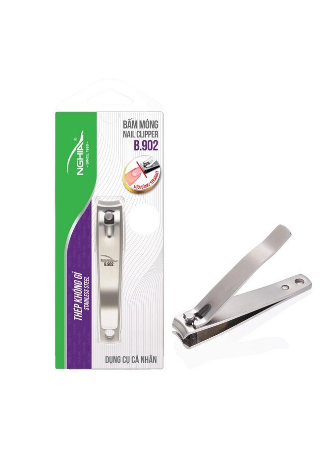 Blade Nail Clipper - B-902 (Stainless Steel) | Large Curved Jaw For Precise Nail Care | Nghia Brand