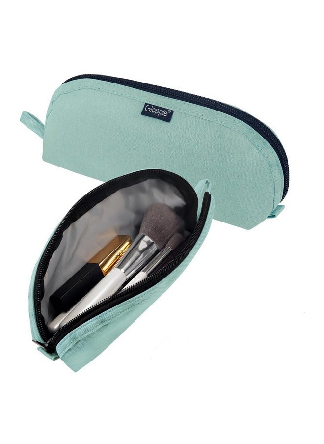 Travel Makeup Brush Holder - Small Makeup Bag Compact Cosmetic Bag, Portable Cosmetic Pouch For Organizing Brushes On-The-Go, Mint Blossom Green