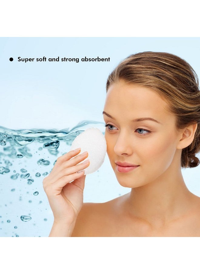50 Pieces Compressed Natural Facial Sponges Round Soft Face Exfoliator Cleansing Sponge Reusable Cosmetic Sponge With Clear Plastic Sponge Storage Jar, Makeup Removal (White)