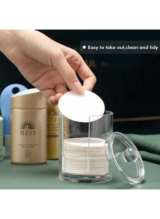 50 Pieces Compressed Natural Facial Sponges Round Soft Face Exfoliator Cleansing Sponge Reusable Cosmetic Sponge With Clear Plastic Sponge Storage Jar, Makeup Removal (White)