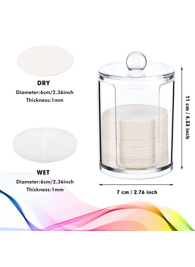 50 Pieces Compressed Natural Facial Sponges Round Soft Face Exfoliator Cleansing Sponge Reusable Cosmetic Sponge With Clear Plastic Sponge Storage Jar, Makeup Removal (White)