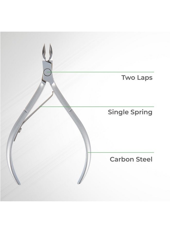 Premium Hard Steel Cuticle Nipper - D-506, Precision Nail Tech Nipper With Grey Plated Full Jaw And Single Spring