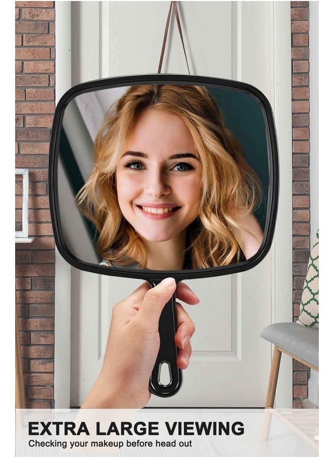 Hand Mirror, Extra Large Barber Hairdressing Handheld Mirror With Handle For Salon, Square