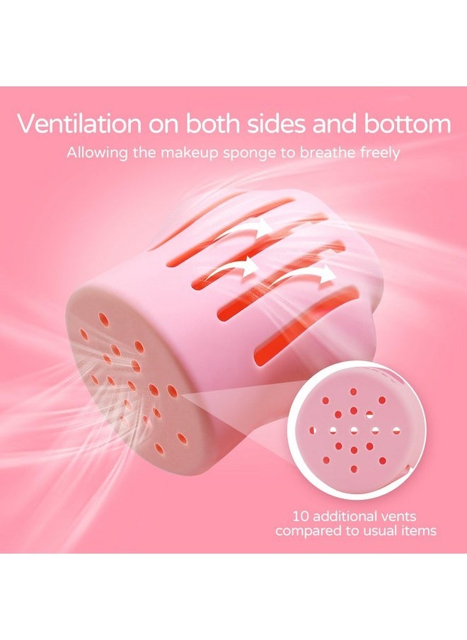 Cat Hug Makeup Sponge Holder, Silicone Beauty Sponge Blender Case With Vent Design For Quick Drying, Compact Travel Essentials Make Up Puff Blender Container - Pink