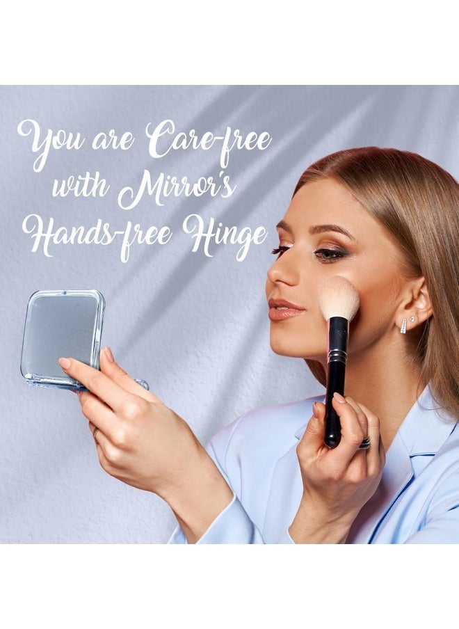 10X Magnifying Makeup Mirror For Travel - Mini, 10X/1X Double Sided, Portable, Handheld - Compact Mirror For Women'S Makeup - Square 3.3