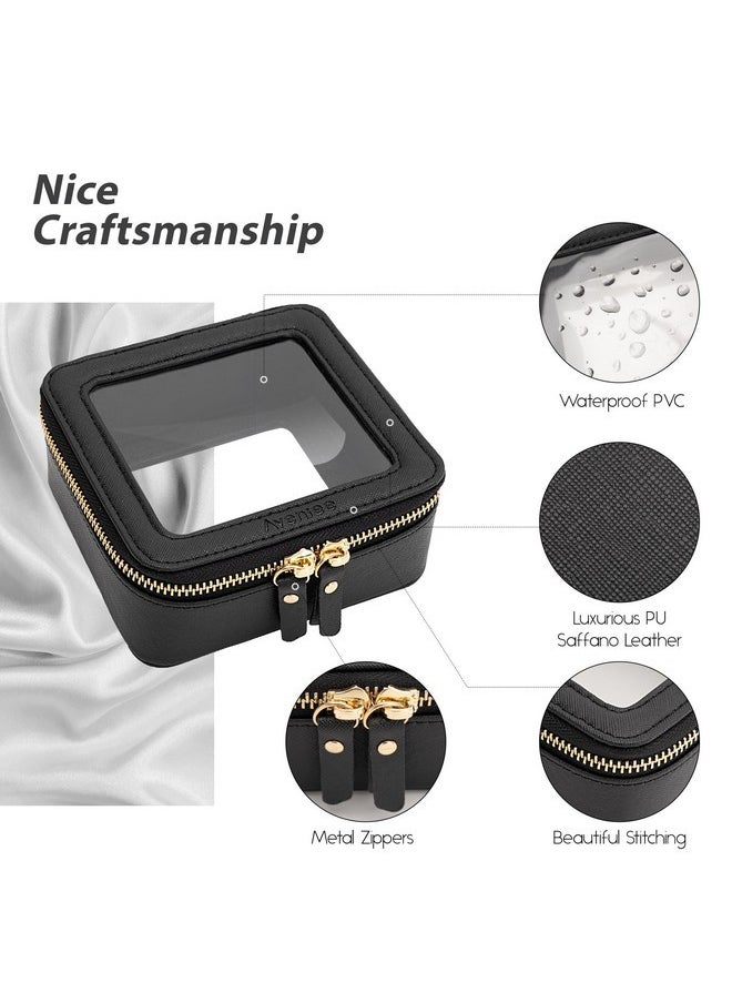 Clear Makeup Bag Small, Mini Travel Toiletry Bag Cosmetic Bags Tsa Approved, Clear Makeup Case Pouch With Zipper, Car Organizer Essentials For Women Men(Mini-Black)