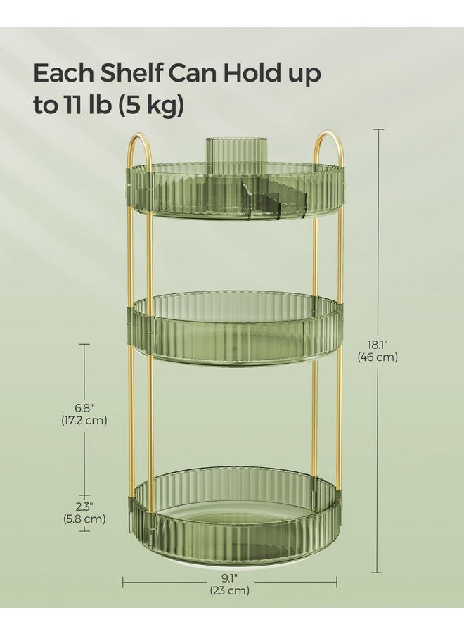 Makeup Organizer, 3-Tier Round Rotating Skincare Organizer Countertop, Customizable, Toiletries Vanity Organizer, Lazy Susan, Gift, Pale Green Ujka011C01