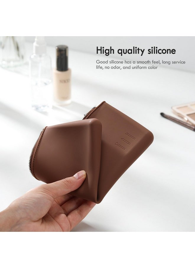 Silicone Makeup Brush Bag, Luxury Zipper Makeup Brush Holder For Travel, Portable Makeup Brushes Pouch Organizer