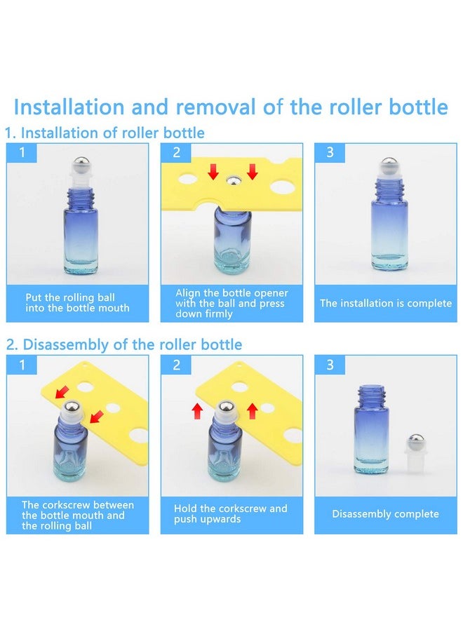 10Pcs Essential Oil Roller Bottles Set, 5Ml Roller Bottles With 5Ml Droppers, Funnels & Opener, Glass Roll-On Bottles For Perfumes Aromatherapy Oils Liquid