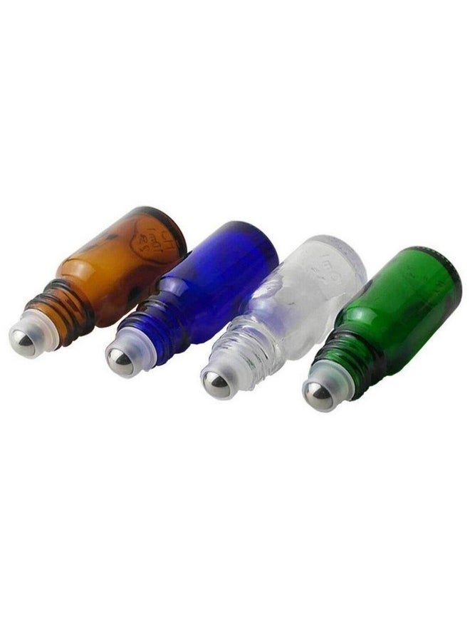 3Pcs Empty Refillable Amber Glass Roll-On Roller Bottles With Stainless Steel Roller Balls And White Cap For Essential Oil Perfumes Lip Balms Attar Travel Container Size 30Ml