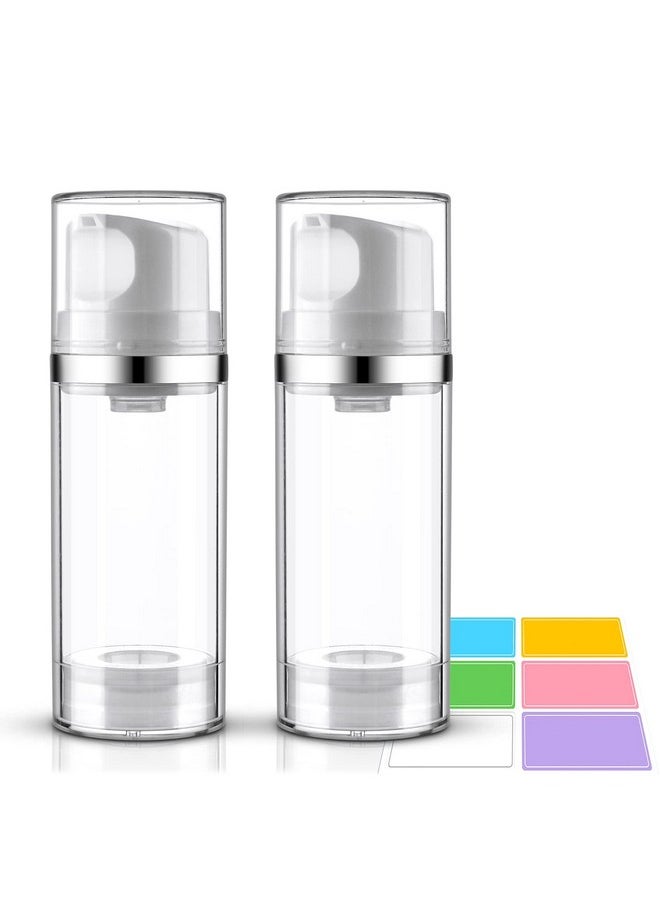 Airless Pump Bottles 3.4Oz/100Ml Empty Moisturizer Pump Dispenser Airless Cosmetic Pump Container Travel Pump Bottles For Toiletries Shampoo Lotion And Cream Clear 2 Pack