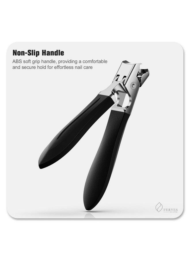 Nail Clippers For Thick Nails With Catcher, Soft Grip Rubber Handle Fingernail Clippers For Effortless Nail Care, Precision & Powerful Thick Nail Cutter For Senior, Men And Women