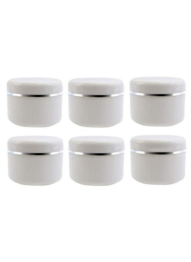 6Pcs White Plastic Jar With Dome Lid 8 Oz (250G) Portable Refillable Cosmetic Makeup Face Cream Lotion Jar Lip Balm Lotion Storage Container Bottle Pot Case