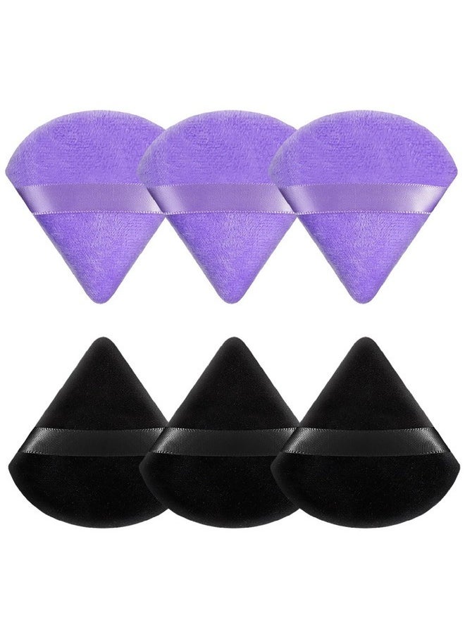 6 Pieces Powder Puff Face Soft Triangle For Loose And Body Powder, Velour Makeup Blender Sponge Set Setting Powder Puff Beauty Makeup Tools