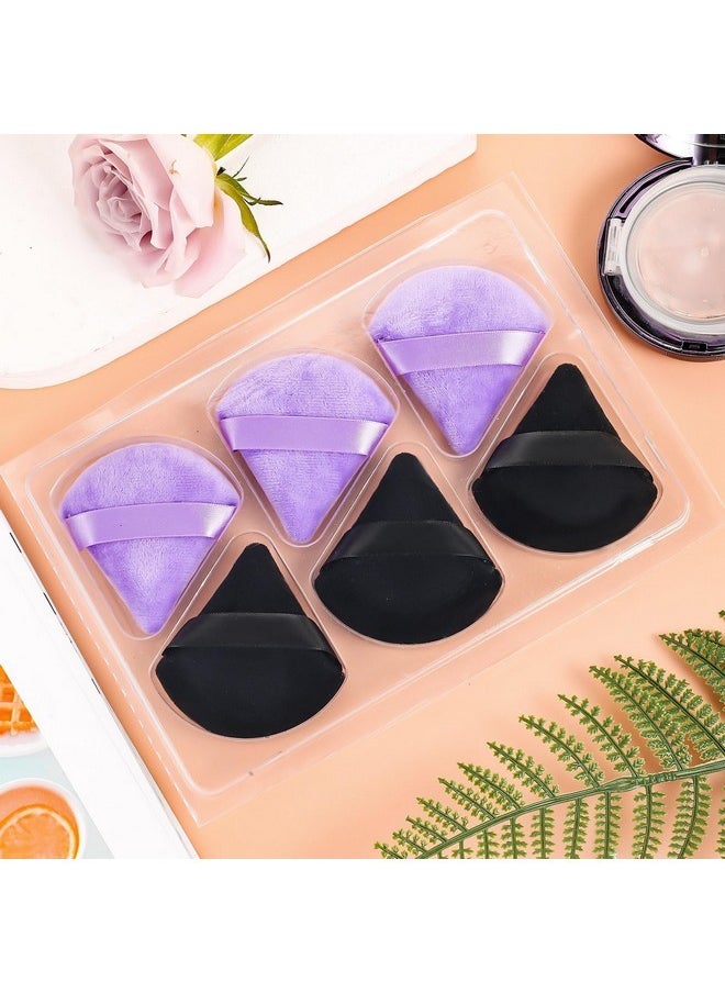 6 Pieces Powder Puff Face Soft Triangle For Loose And Body Powder, Velour Makeup Blender Sponge Set Setting Powder Puff Beauty Makeup Tools