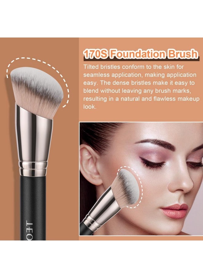 Angled Foundation Contour Brush, Synthetic Kabuki Brush For Concealing Blending Setting Buffing With Liquid, Cream And Powder Cosmetic (170S)