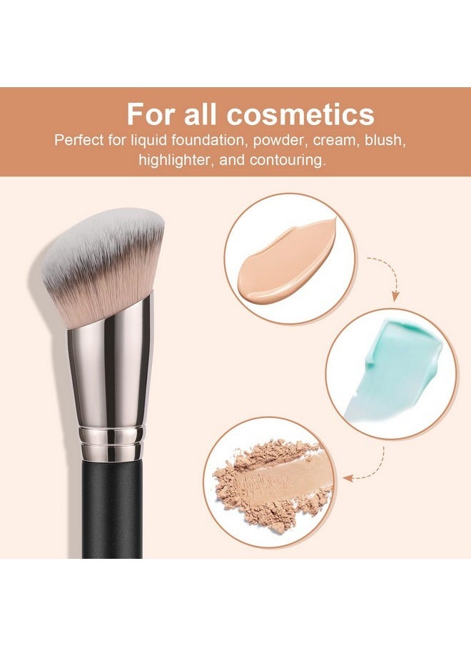 Angled Foundation Contour Brush, Synthetic Kabuki Brush For Concealing Blending Setting Buffing With Liquid, Cream And Powder Cosmetic (170S)