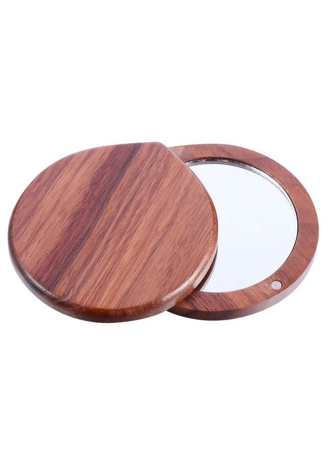 Wooden Compact Mirror Portable Makeup Mirror Pocket Mirror Handheld Travel Mirror For Purses
