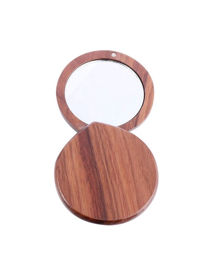 Wooden Compact Mirror Portable Makeup Mirror Pocket Mirror Handheld Travel Mirror For Purses