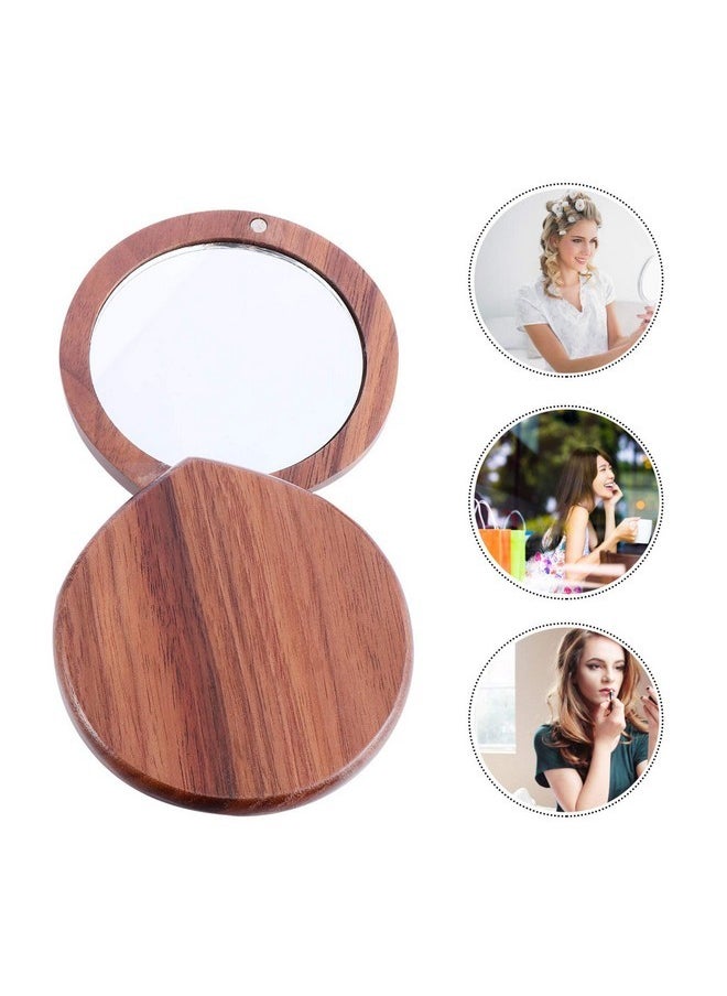 Wooden Compact Mirror Portable Makeup Mirror Pocket Mirror Handheld Travel Mirror For Purses