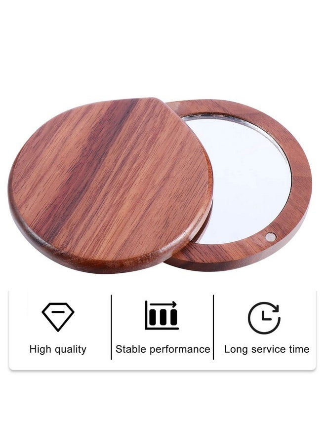 Wooden Compact Mirror Portable Makeup Mirror Pocket Mirror Handheld Travel Mirror For Purses