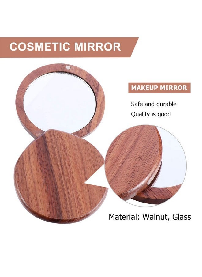 Wooden Compact Mirror Portable Makeup Mirror Pocket Mirror Handheld Travel Mirror For Purses