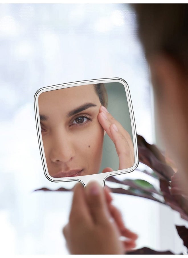 Handheld Mirror, Water Ripples Hand Mirror With Handle For Makeup, Square, Rose Gold, Small (4 X 7 Inches)