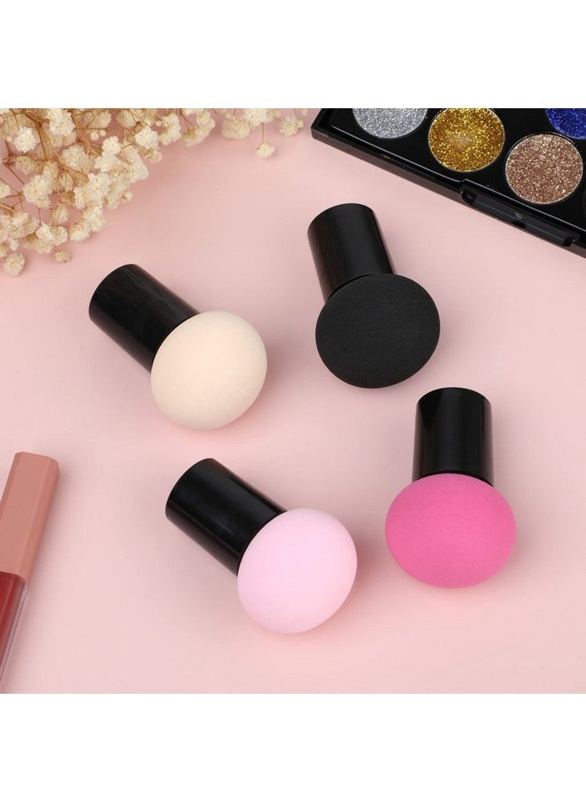 4 Pcs Makeup Eggs Sponge Beauty Blender Foundation Blending Make Up Concealer Applicator Cosmetic Face Eye Brush Set With Mini Handle Loose Powder Coverage Flat End Head Holder Kit