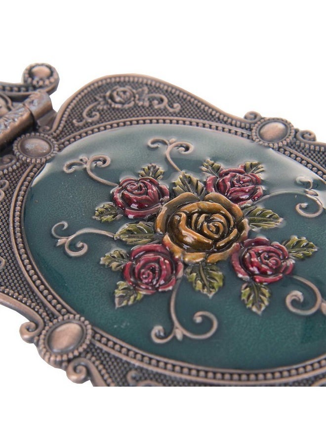 Antique Mirror Comb Set Vintage Metal Handheld Makeup Mirror With A Comb Russian Style Embossed Rose Hand Mirror Travel Portable Foldable Mirror Decorative Tabletop Stand Mirror Copper