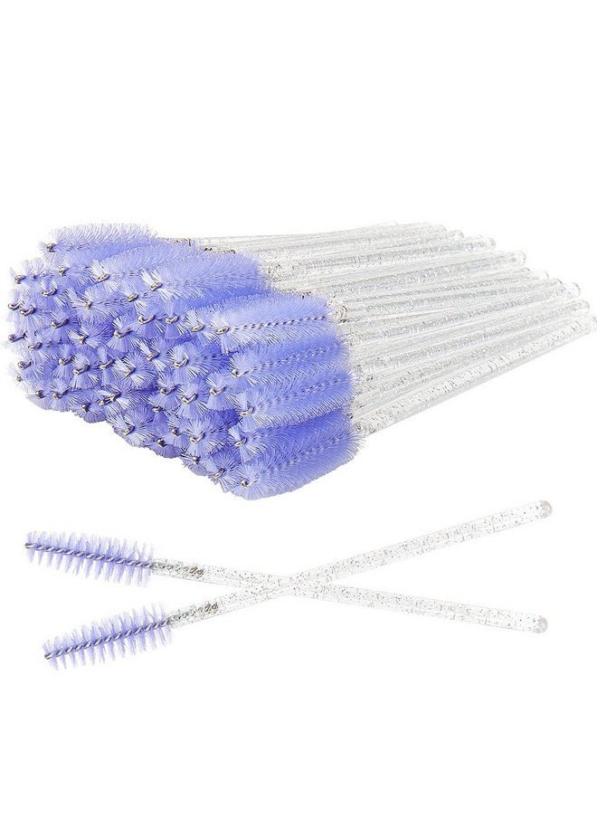 300 Pcs Crystal Eyelash Mascara Wands Disposable Lash Brushes For Extensions Makeup Brush Applicators Tool Kit (Light Purple)