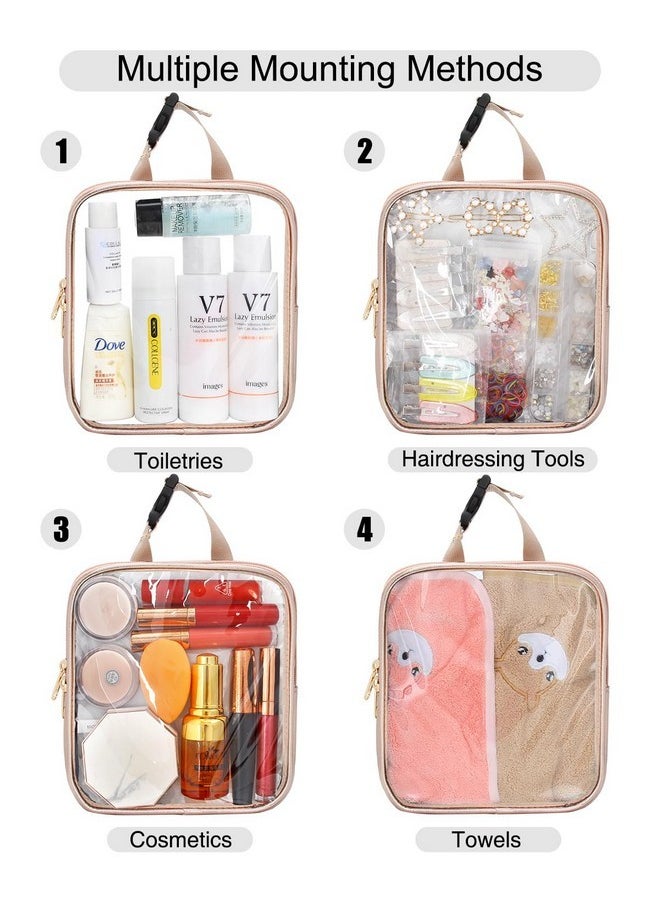 Tsa Approved Toiletry Bag, 2Pcs Travel Bag Tsa Approved, Clear Makeup Bags Travel,Clear Toiletry Bags For Travel, Small Waterproof Tsa Toiletry Bag(Pu Rose Gold)