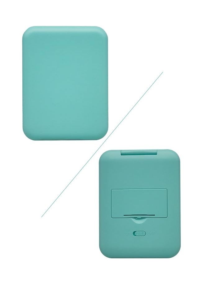Portable Led Compact Travel Pocket Small Mirror With Light- 2-Sided 1X/3X Magnification, Folding Design, Handheld Mini Light-Up Mirror For Purse In Green.