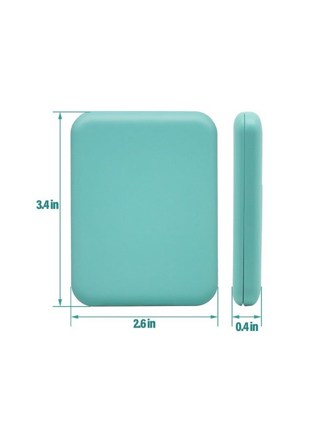 Portable Led Compact Travel Pocket Small Mirror With Light- 2-Sided 1X/3X Magnification, Folding Design, Handheld Mini Light-Up Mirror For Purse In Green.