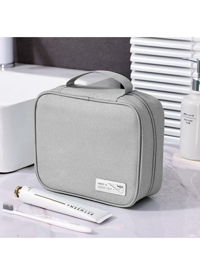 Cosmetic Storage Case|Makeup Kit Box For Women|Small Vanity Case|Pouch For Home & Travel|Two Compartment|Zipper Closure (Grey)