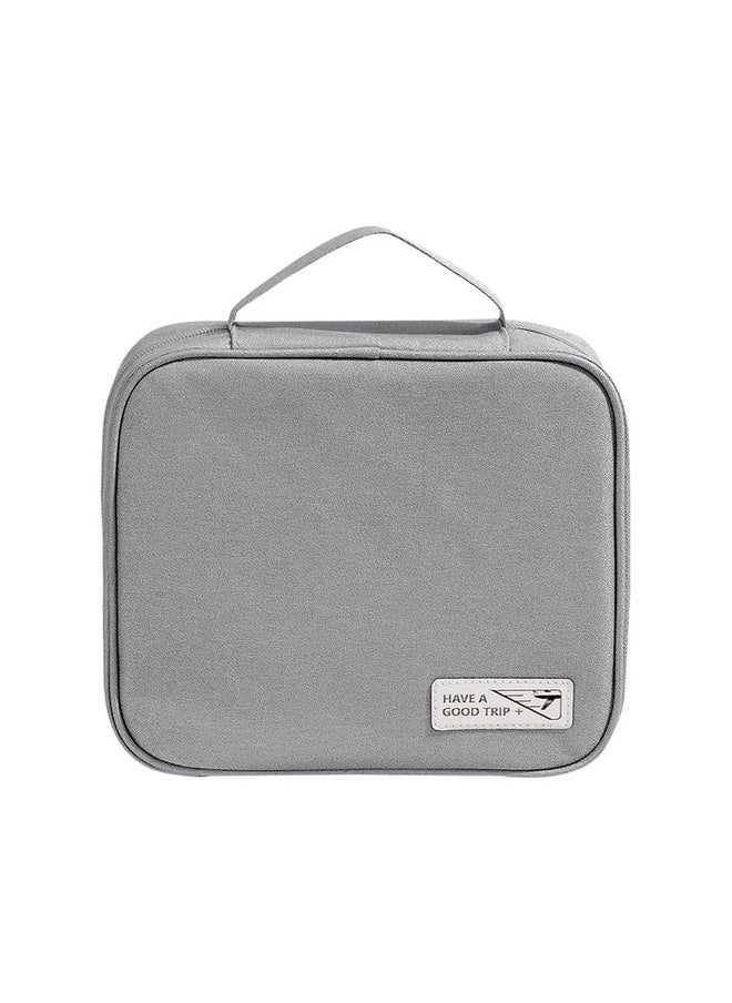 Cosmetic Storage Case|Makeup Kit Box For Women|Small Vanity Case|Pouch For Home & Travel|Two Compartment|Zipper Closure (Grey)