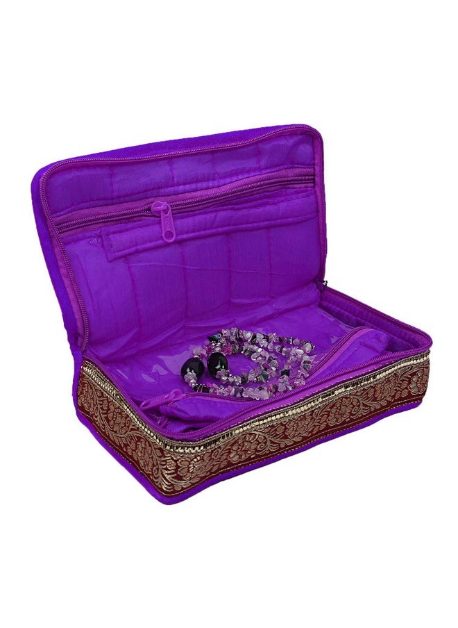 Brocade Silk Jewellery Pouch Cum Makeup Organiser Kit (Pink & Purple)Pack Of 2Kubmart15801