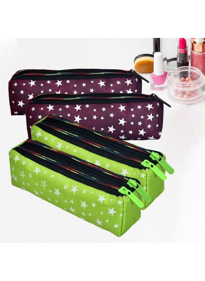 Makeup Pouch|Rexine Cosmetic Pouch|Jewellery Utility Pouch|Toiletry Pouch For Girls|Travel Makeup Pouch For Girls|Storage Makeup Bag|Star Makeup Pouch|Pack Of 4|Multi