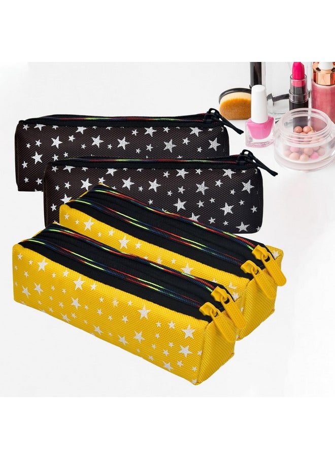 Makeup Pouch|Rexine Cosmetic Pouch|Jewellery Utility Pouch|Toiletry Pouch For Girls|Travel Makeup Pouch For Girls|Storage Makeup Bag|Star Makeup Pouch|Pack Of 4|Multi