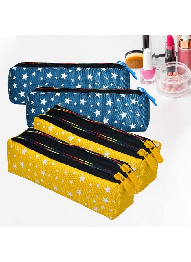 Makeup Pouch|Rexine Cosmetic Pouch|Jewellery Utility Pouch|Toiletry Pouch For Girls|Travel Makeup Pouch For Girls|Storage Makeup Bag|Star Makeup Pouch|Pack Of 4|Multi