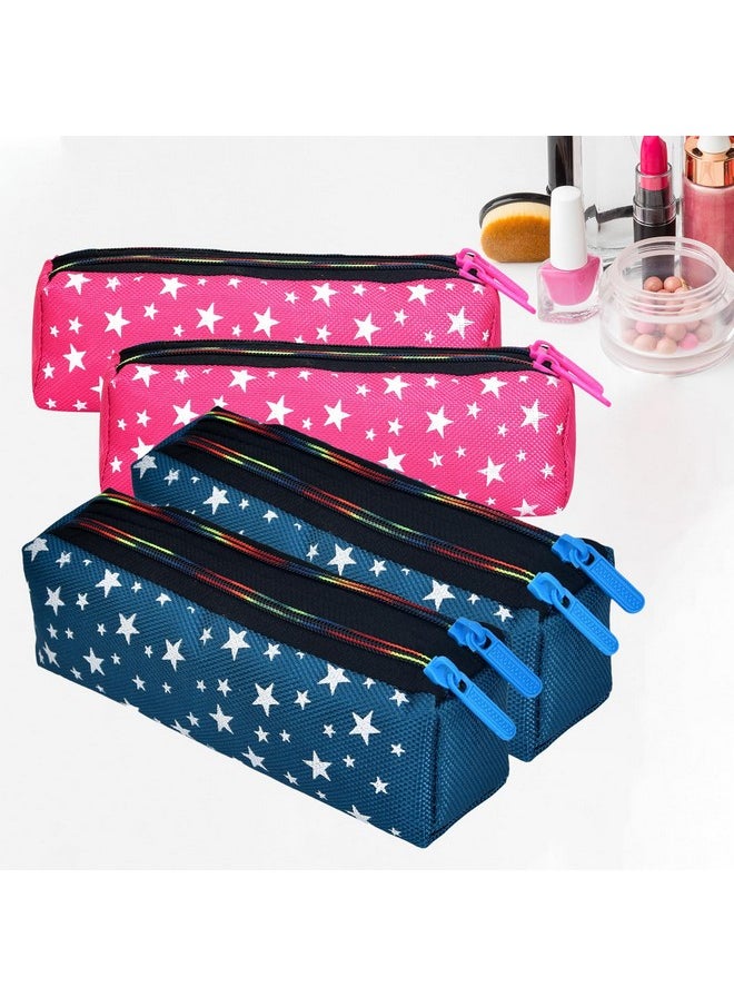 Makeup Pouch|Rexine Cosmetic Pouch|Jewellery Utility Pouch|Toiletry Pouch For Girls|Travel Makeup Pouch For Girls|Storage Makeup Bag|Star Makeup Pouch|Pack Of 4|Multi