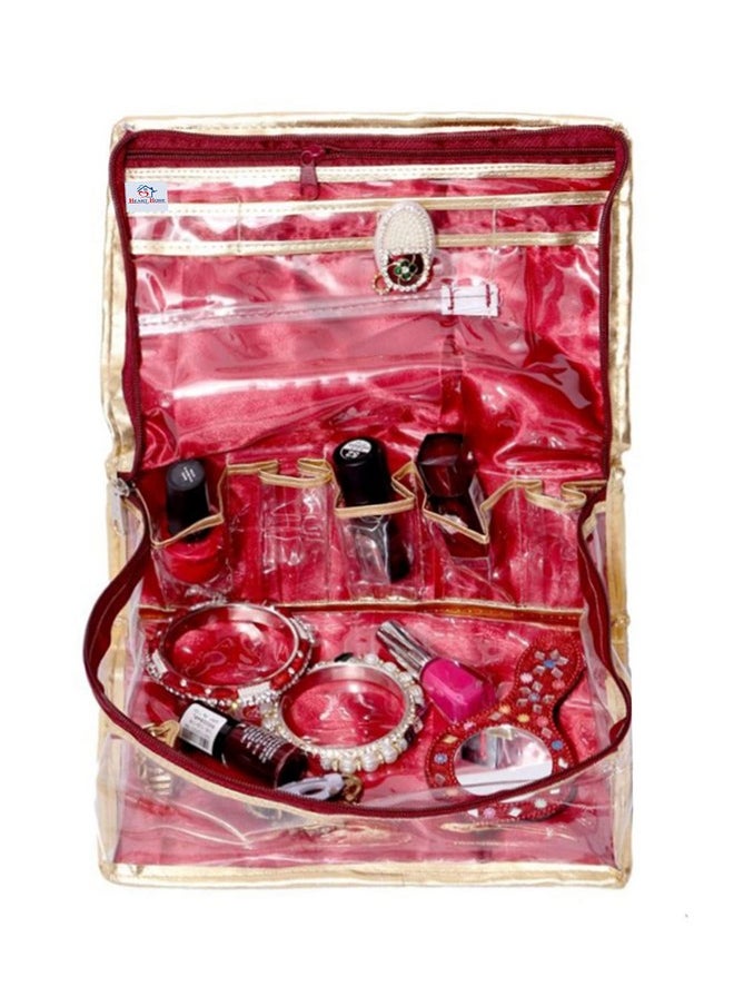 Laminated Jewellery Box/Organizer For Travel With Golden Border (Maroon)Hs_38_Hearth21034