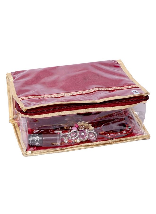 Laminated Jewellery Box/Organizer For Travel With Golden Border (Maroon)Hs_38_Hearth21034