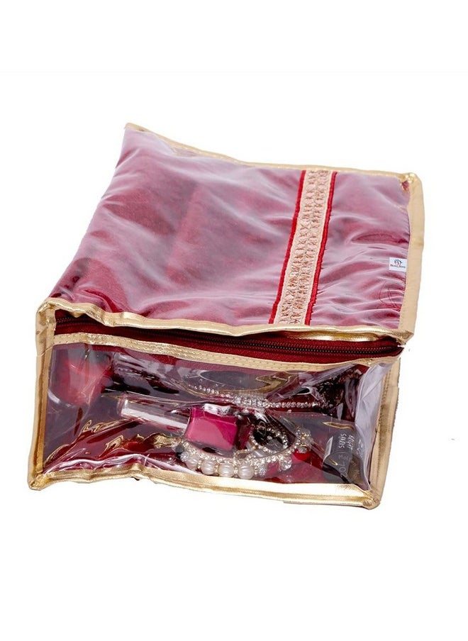 Laminated Jewellery Box/Organizer For Travel With Golden Border (Maroon)Hs_38_Hearth21034