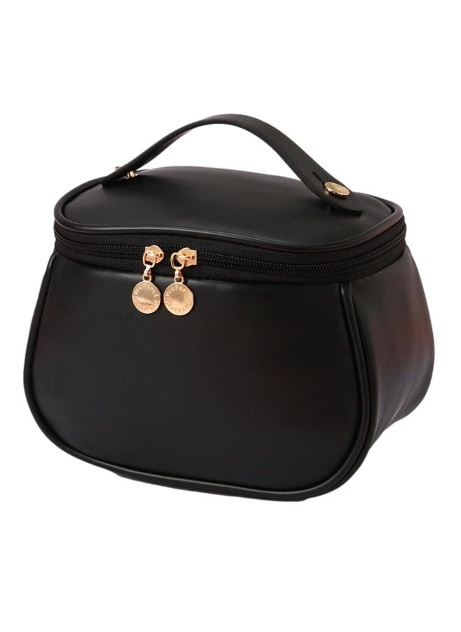 Large-Capacity Travel Cosmetic Bag, Portable Makeup Case Travel Wash Bag, Waterproof Leather Makeup Bag Everyday Use, Multifunction Toiletries Organizer Storage Bag (Black)