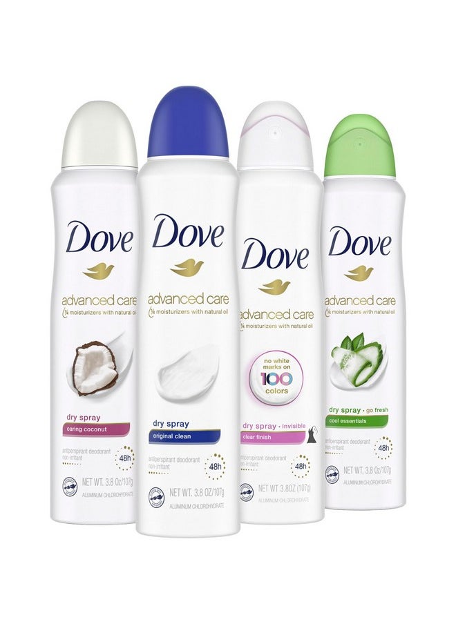 Deodorant Set - Advanced Care Deodorant For Women, Dove Antiperspirant Deodorant Spray, 48-Hour Protection With Moisturizing Vitamin E For Skin, 3.8 Oz (4 Piece Set)