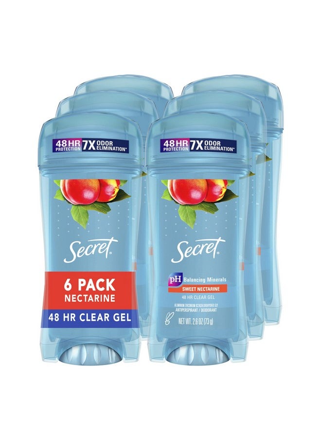 Antiperspirant And Deodorant For Women, Original Clear Gel, Nectarine Scent, 2.6 Oz, Pack Of 6